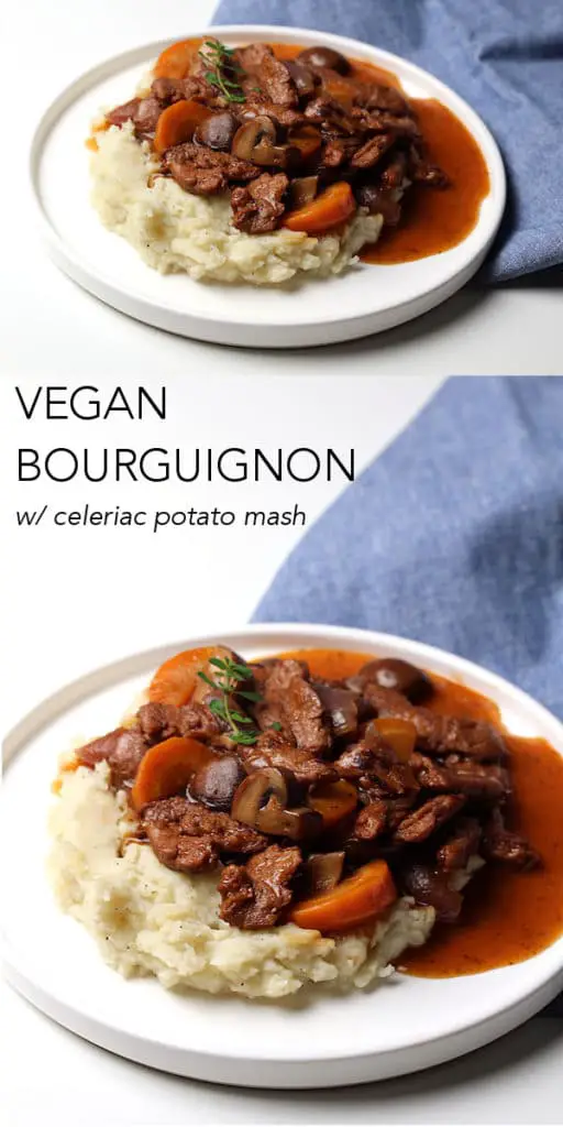 pinterest pin for vegan bourguignon 