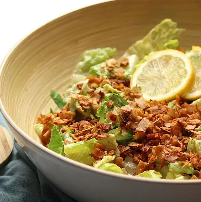 Classic Vegan Caesar Salad with Coconut Bacon The Vegan Harvest