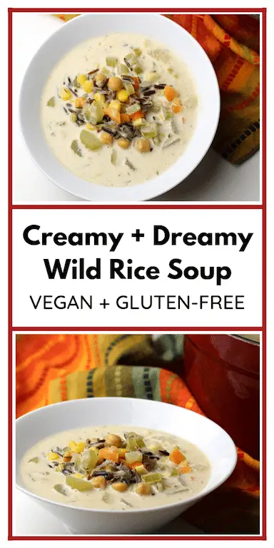 pin-able image for creamy wild rice soup