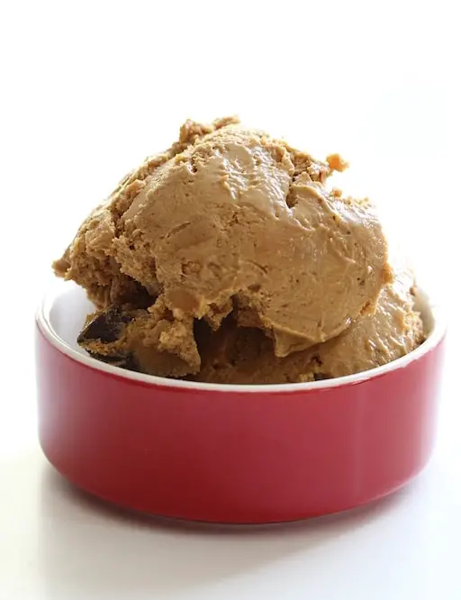 Image of vegan coffee ice cream in a dish