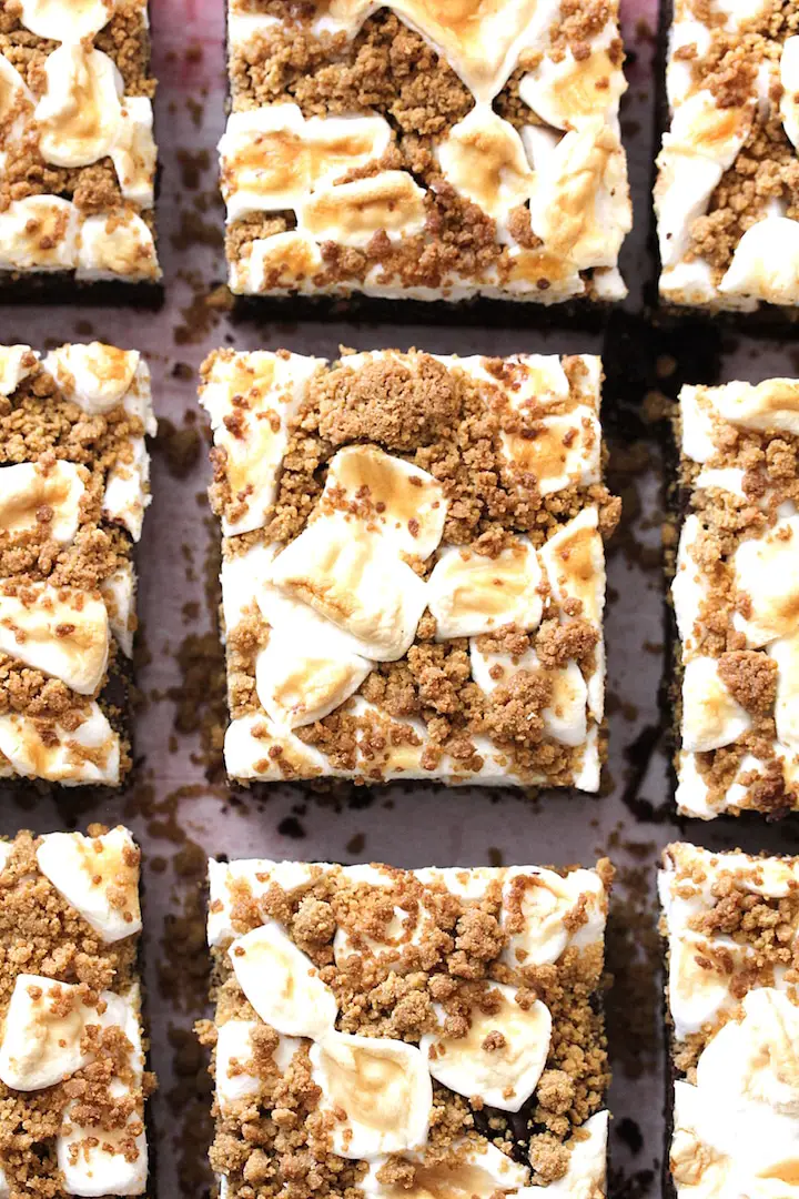 Close up image of s'mores brownies 